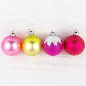Vintage Shiny Brite Matte Glass Ball Ornaments Lot Of 4